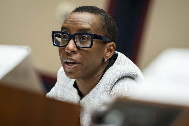 Claudine Gay, president of Harvard University, during a House Education and the Workforce Committee hearing in Washington, DC, US, on Tuesday, Dec. 5, 2023. Lawmakers on the education committee will grill the leaders of Harvard University, the University of Pennsylvania and the Massachusetts Institute of Technology about their responses to protests that erupted after the October 7 attack on Israel by Hamas.