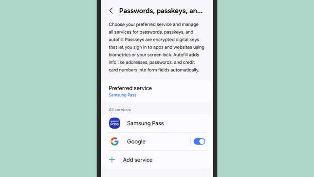 Google Password Manager competes with Samsung’s alternative on Galaxy phones.