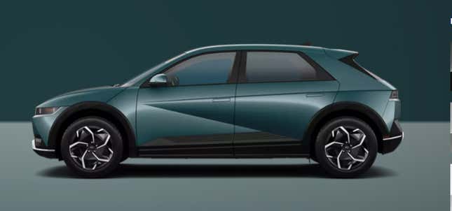 A side profile of a teal 2023 Hyundai Ioniq 5