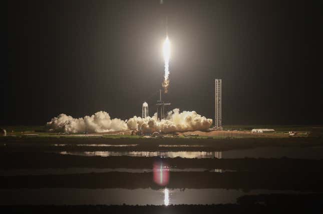 SpaceX’s Polaris Dawn Falcon 9 rocket blasts off from Launch Complex 39A of NASA’s Kennedy Space Center on September 10, 2024 in Cape Canaveral, Florida