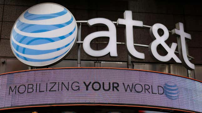 Signage for an AT&amp;T store is seen in New York City