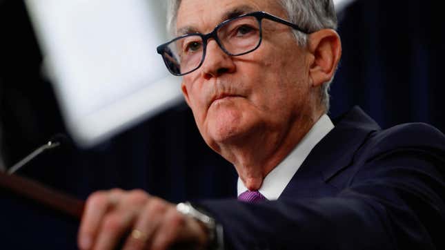 U.S. Federal Reserve Chairman Jerome Powell takes questions from reporters during a press conference after the release of the Fed policy decision to leave interest rates unchanged, at the Federal Reserve in Washington DC.