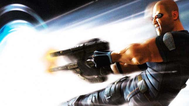 Ein Bild zeigt die Hauptfigur aus Timesplitters.