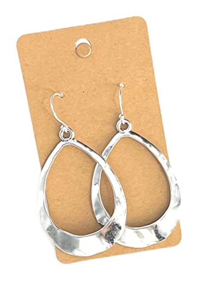 Image for article titled Large Teardrop Hoop on Sterling Silver Earrings Bohemian Boho Statement Jewelry, Now 12% Off