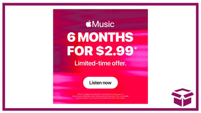 Image for article titled Final Day! Get 6 Months of Apple Music for Only $2.99 – Just 50 Cents per Month