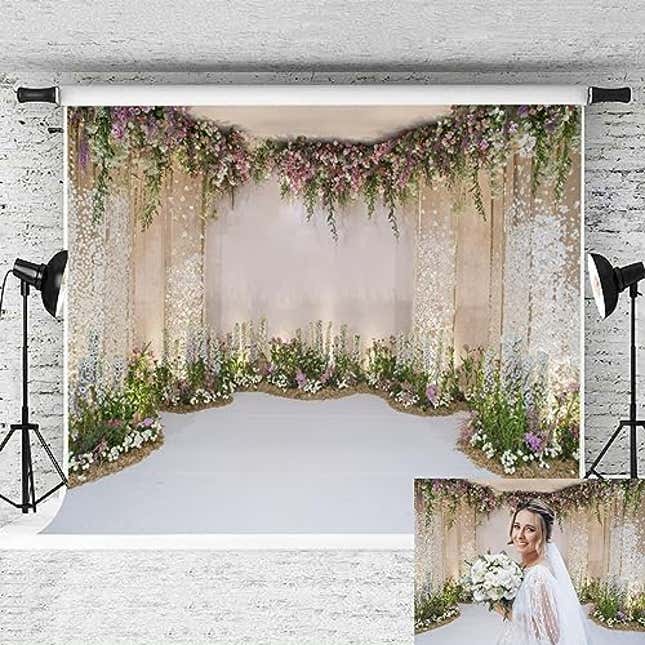 Image for article titled CRTPOD 7x5ft Wedding Flowers Backdrop for Photoshoot Cradle Ceremony Proposal Background for Photography Romance Outdoos Ceremony Party Banner Bridal Shower Anniversary Birthday Props, Now 96% Off