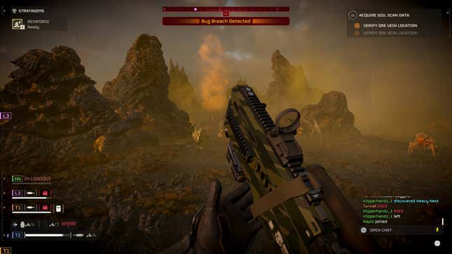 The inspect animation of a weapon in Helldivers 2.