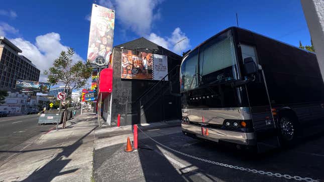 A photo of the tour bus used by The Menzingers. 