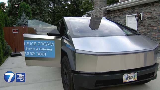 Image for article titled Tesla Cybertruck Ice Cream Truck Vandalized by Ohio Woman