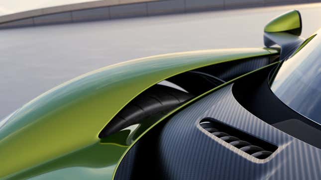 Front fender of a green Aston Martin Valhalla