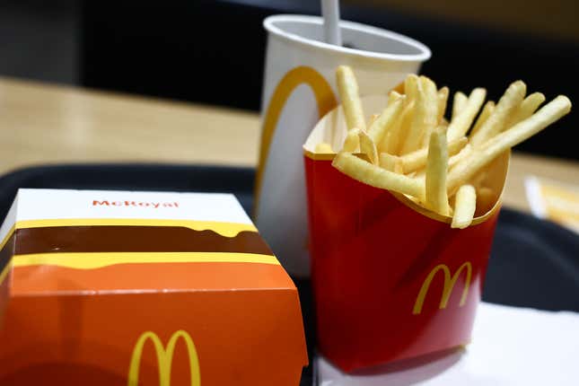 McRoyal burger, known as Quarter Pounder, Coca-Cola and french fries at a McDonald’s in Jawornik, Poland on November 4, 2024.