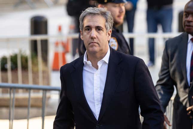 Michael Cohen arrives at New York Supreme Court for former President Donald Trump&#39;s civil business fraud trial, Wednesday, Oct. 25, 2023, in New York. (AP Photo/Yuki Iwamura)