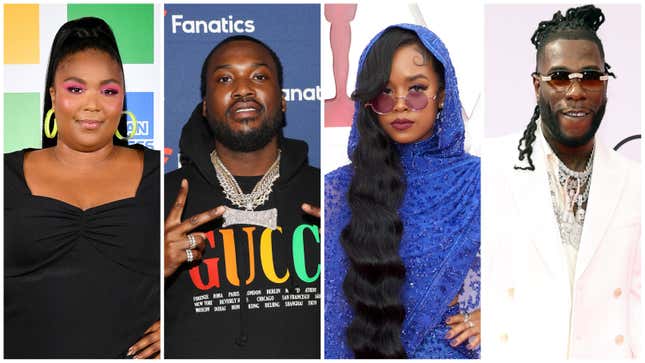 (L-R): Lizzo, Meek Mill, H.E.R. and Burna Boy.