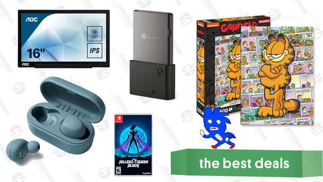Image for article titled Friday&#39;s Best Deals: AOC Portable Monitor, Garfield 500 Piece Jigsaw Puzzle, Killer Queen Black, Xbox Series X Seagate 1 TB Hard Drive, Yamaha TW-E3A True Wireless Earbuds, and More