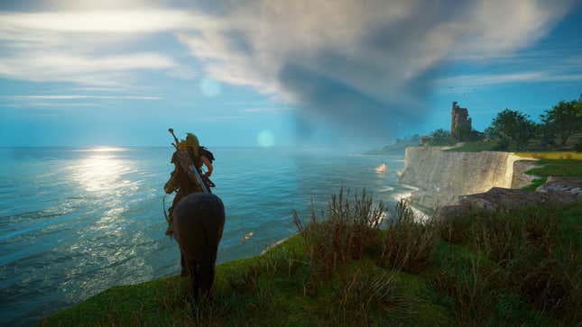 eivor looking at the cliffs of dover in assassins creed valhalla