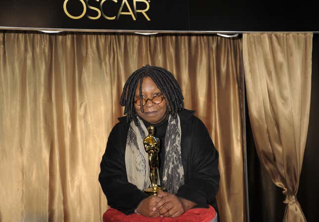 Whoopi Goldberg poses with the Oscar statuette during the 83rd Annual Academy Awards - “Meet The Oscars” New York at Grand Central Terminal on February 23, 2011 in New York City.