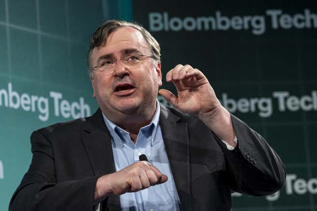 Reid Hoffman, partner at Greylock Partners, during the Bloomberg Technology Summit in San Francisco, California, US, on Thursday, May 9, 2024.