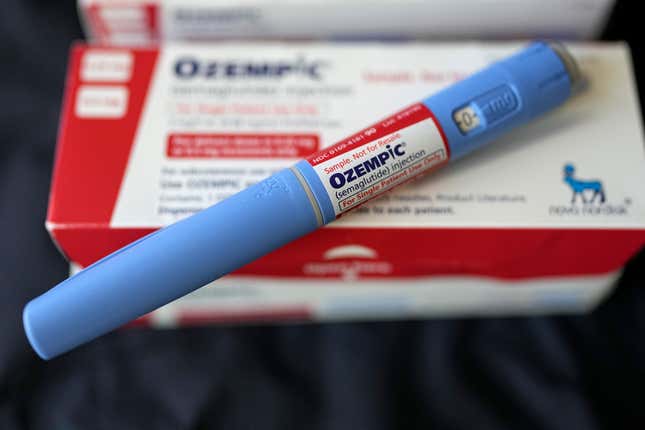 FILE - The injectable drug Ozempic is shown Saturday, July 1, 2023, in Houston. A preliminary review of side effects from popular drugs used to treat diabetes and obesity shows no link with suicidal thoughts or actions, the U.S. Food and Drug Administration said Thursday, Jan. 11, 2024. But the agency also said officials cannot definitively rule out that “a small risk may exist&quot; and that they&#39;ll continue to look into reports regarding more than a dozen drugs, including Ozempic, Wegovy and Mounjaro. (AP Photo/David J. Phillip, File)