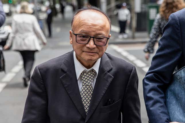 Former Liberal Party candidate Di Sanh Duong departs from the County Court of Victoria in Melbourne, Australia, Thursday, Nov. 16, 2023. Lawyers for the first person to be charged under Australia&#39;s foreign interference laws have told a court on Friday that a hospital donation made through a federal government minister was not a covert attempt to curry favor on behalf of the Chinese Communist Party. (Diego Fedele/AAP Image via AP)