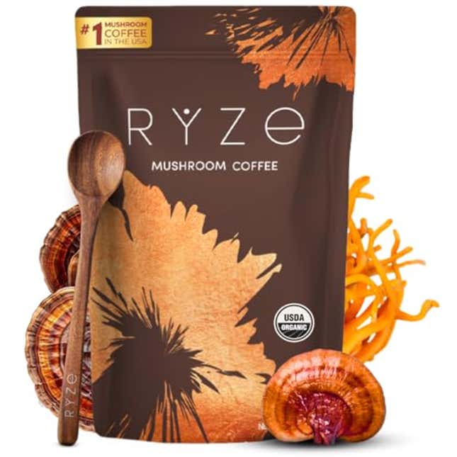 Image for article titled RYZE Mushroom Coffee | 6 Adaptogenic Mushrooms | USDA Organic | Instant Coffee | MCT Oil | USA Grown | Better Energy, Now 13% Off