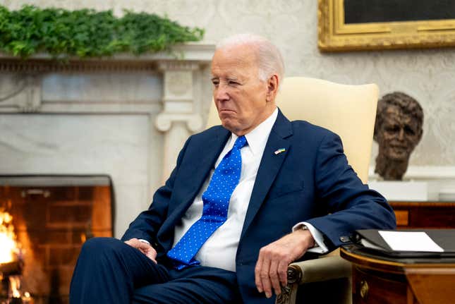 FILE - President Joe Biden sits in the Oval Office of the White House, Friday, Feb. 9, 2024, in Washington. Biden&#39;s team hopes it has found an unlikely opportunity to go on offense, and perhaps to unite an anxious Democratic Party, following the release of a special prosecutor&#39;s report on Thursday, Feb. 8, that cleared Biden of criminal charges, despite finding evidence that the president willfully retained and shared highly classified information as a private citizen. The counsel made repeated negative references to the 81-year-old president&#39;s age and memory that echo broader concerns raised by voters in both parties. (AP Photo/Andrew Harnik, File)