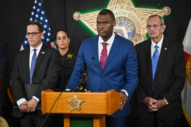 U.S Attorney Markenzy Lapointe speaks during a press conference on September 16, 2024 in West Palm Beach, Florida. Ryan Wesley Routh is charged with two federal counts: possession of a firearm while a federal convict and possession of a firearm with the serial number obliterated.