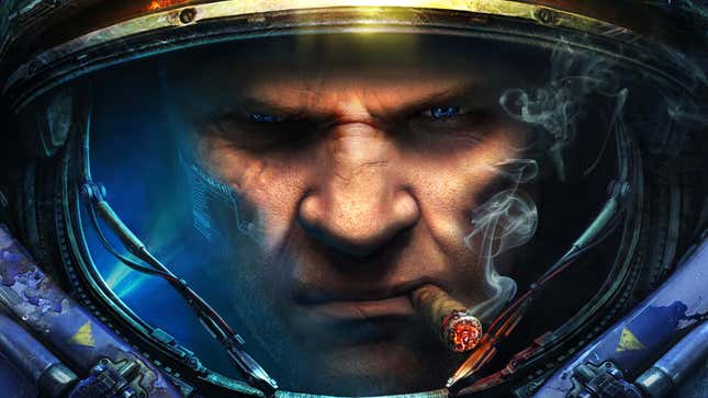 An image shows a space marine from Starcraft II. 