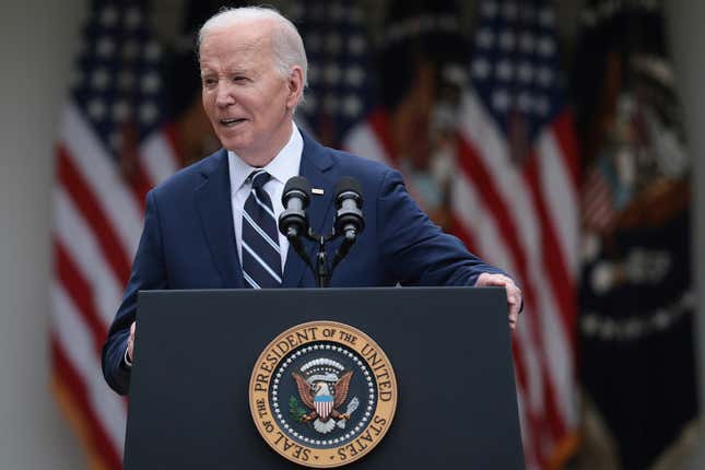 U.S. President Joe Biden announces increased tariffs on Chinese products to promote American investments and jobs in the Rose Garden of the White House on May 14, 2024 in Washington, DC.
