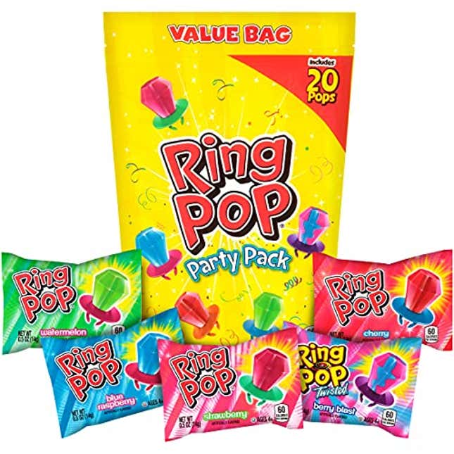 Image for article titled Ring Pop Individually Wrapped Bulk Lollipop Variety Party Pack, Now 22% Off