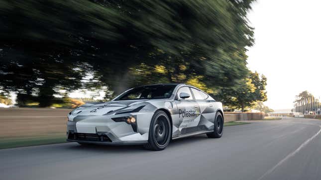 The Polestar 5 is still wearing concept livery at the 2022 Goodwood Festival of Speed Hillclimb