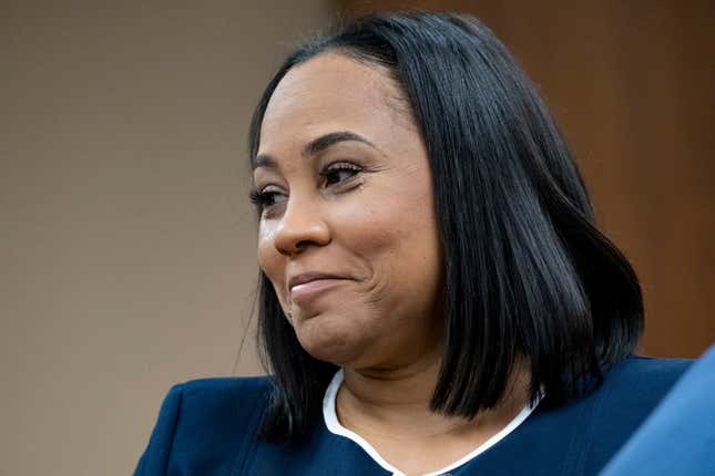 Fulton County District Attorney Fani Willis watches as potential jurors are excused during proceedings to seat a special purpose grand jury in Fulton County, Georgia, on May 2, 2022, to look into the actions of former President Donald Trump and his supporters who tried to overturn the results of the 2020 election.