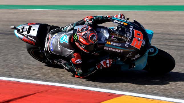 Image for article titled Fabio Quartararo Sets Fastest Lap In Qualifying For Aragon After MotoGP Practice Crash