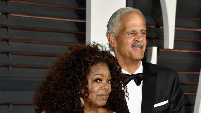 Oprah Winfrey (L) and businessman Stedman Graham attend the 2015 Vanity Fair Oscar Party on February 22, 2015, in Beverly Hills, California. 