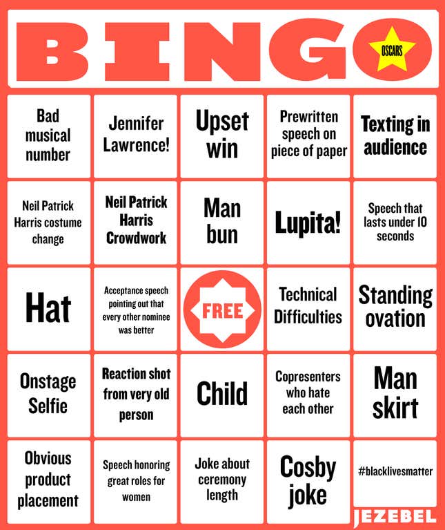 Image for article titled Didn't Get Nominated This Year? Play Our Oscars Bingo Instead.