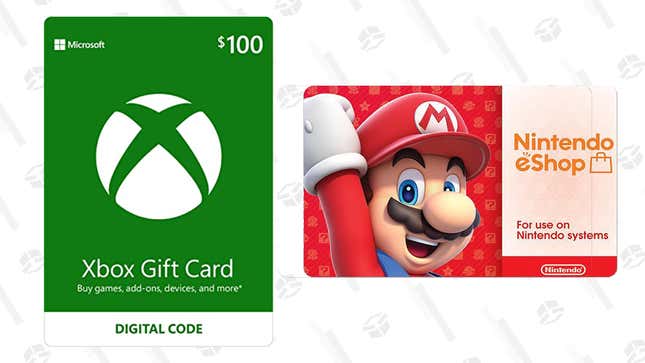 $100 Xbox Gift Card | $90 | Newegg | Use code 84LCFHD273
$50 Nintendo Gift Card | $46 | Newegg | Use code 84LCFHD274