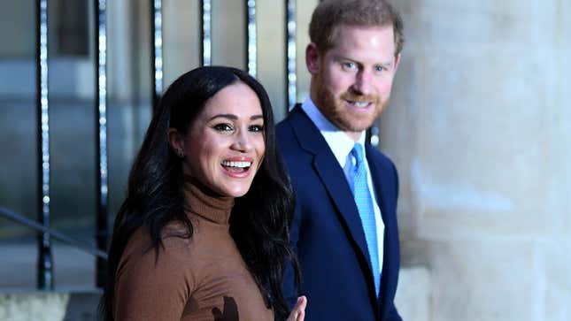 Prince Harry, Duke of Sussex and Meghan, Duchess of Sussex after their visit to Canada House on January 7, 2020, in London, England.