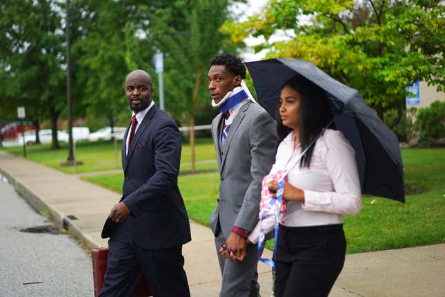 Richard Hubbard (center) with Yolimar Tirado and attorney Christopher McNeal. 