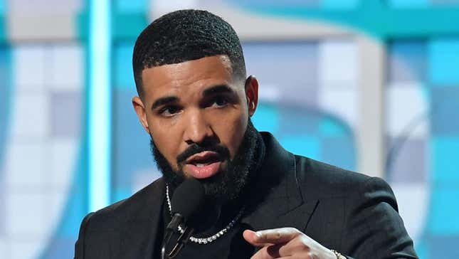 Canadian rapper Drake accepts the award for Best Rap Song for “Gods Plan” during the 61st Annual Grammy Awards.