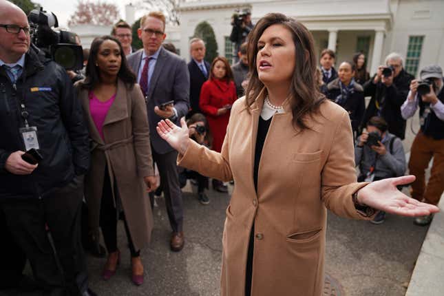 Image for article titled Russia Report Catches Sarah Huckabee Sanders in a Lie and When Pushed on It, She Lies Again