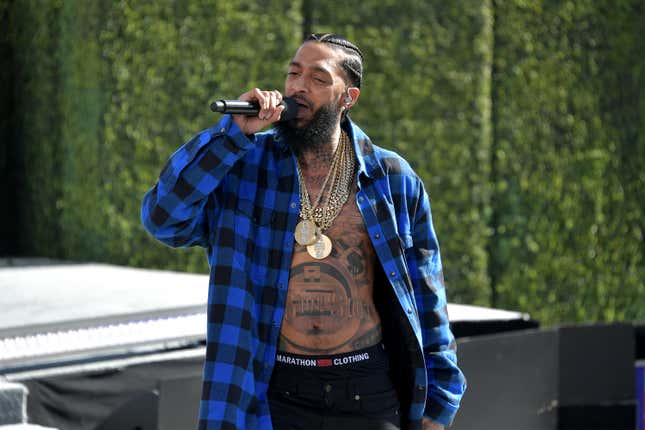 Nipsey Hussle performing at the BET Awards pre-show in 2018