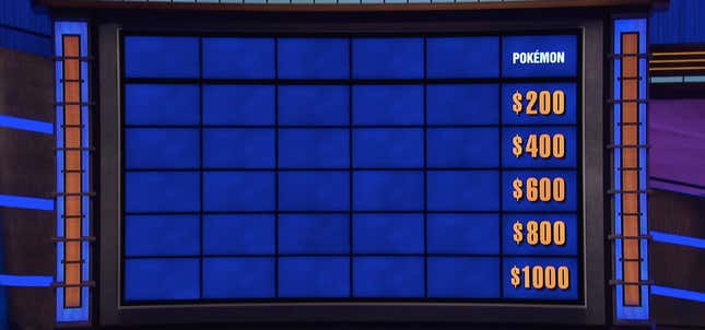 Image for article titled Jeopardy Puts Up Pokémon Category That&#39;s Somehow Even Easier Than Pokémon Games