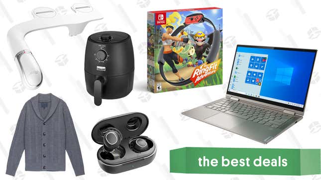 Image for article titled Friday&#39;s Best Deals: Lenovo Yoga 2-in-1 Laptop, Bio Bidet Attachments, Ring Fit Adventure, Bella Pro Series Air Fryer, JACHS NY Sweater Sale, Mpow Earbuds, and More