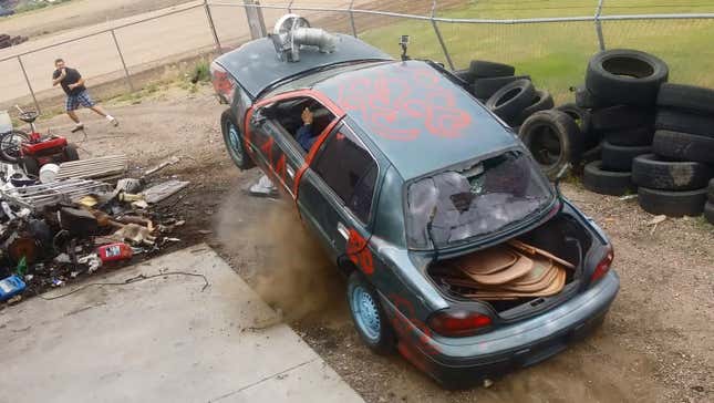 If You Don't Have Anywhere To Jump Your Beater, Build A Ramp Out Of Junk