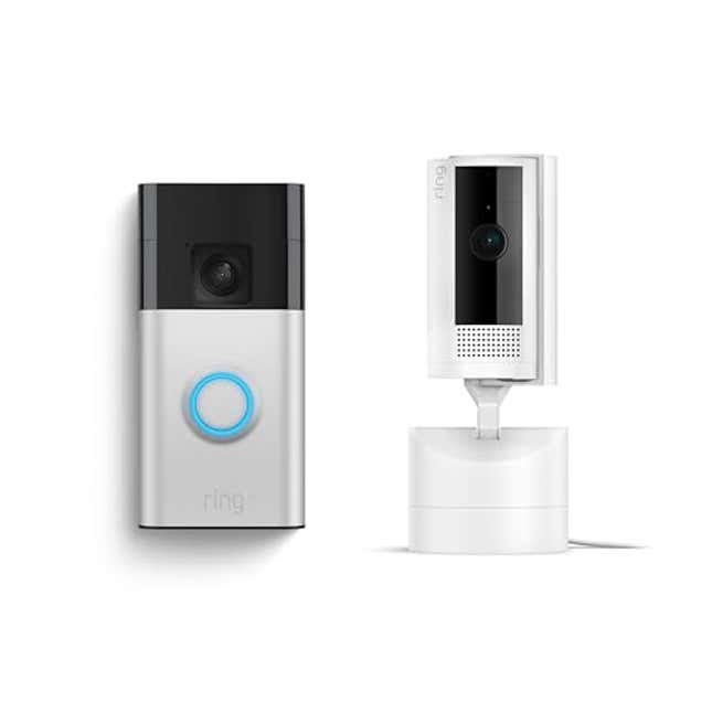 Image for article titled Ring Battery Doorbell with Ring Pan-Tilt Indoor Cam (White), Now 55% Off