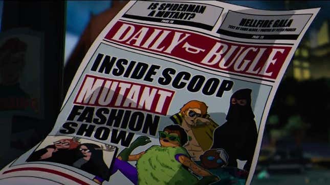 A page of the Daily Bugle flutters through the wind