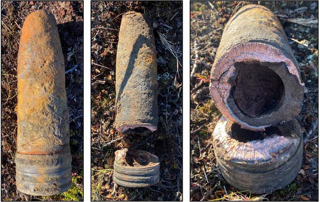German 88-mm HE projectiles containing Amatol and studied by the recent team.