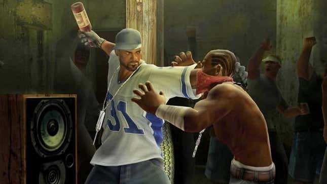 Rapper Method Man is about to smash a bottle atop Bo's head.