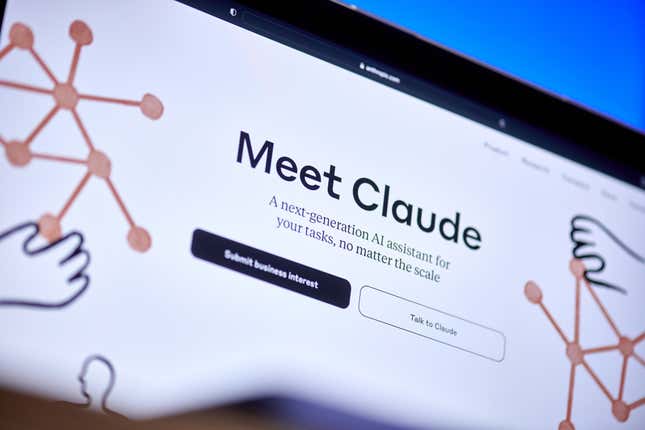 Anthropic website that says "Meet Claude" displayed on laptop screen