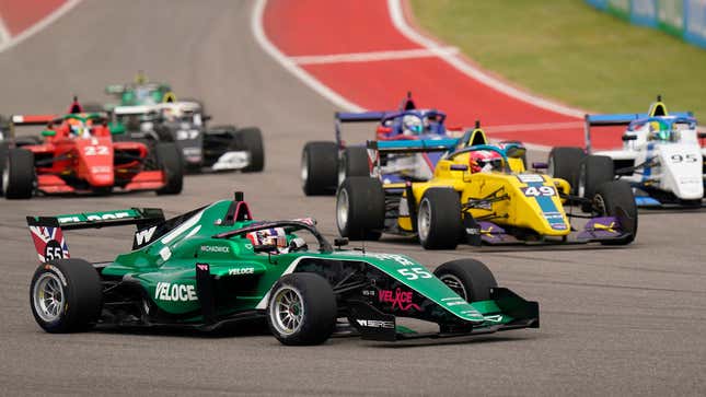 Jamie Chadwick leads the field at the 2021 W Series event during the Formula 1 United States Grand Prix weekend.