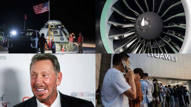 business new tamfitronics Image for article titled Larry Ellison's massive net worth, Huawei’s new smartphone, and the WeWork founder's crypto bust: Business news roundup